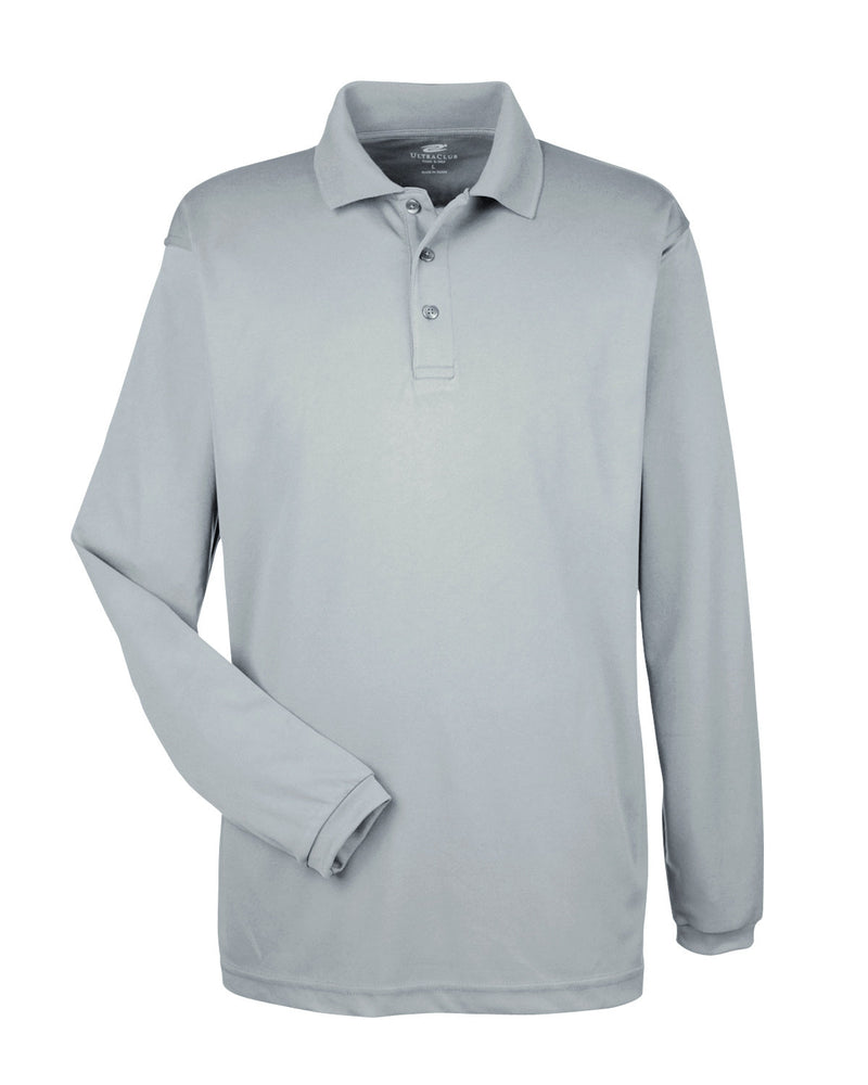 UltraClub Adult Cool & Dry Long-Sleeve Mesh Piqué Polo