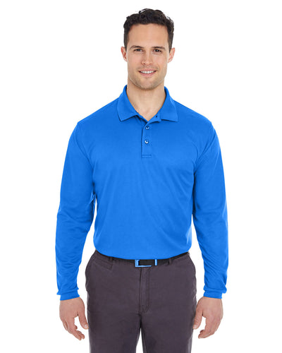 UltraClub Adult Cool & Dry Long-Sleeve Mesh Piqué Polo