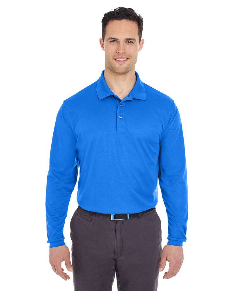 UltraClub Adult Cool & Dry Long-Sleeve Mesh Piqué Polo