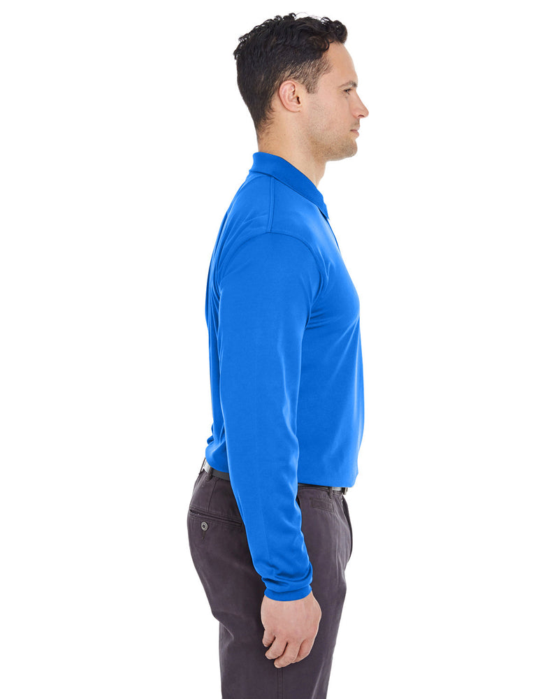 UltraClub Adult Cool & Dry Long-Sleeve Mesh Piqué Polo