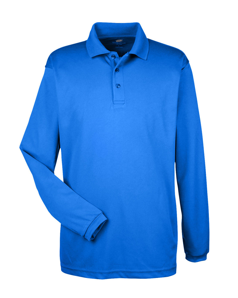 UltraClub Adult Cool & Dry Long-Sleeve Mesh Piqué Polo