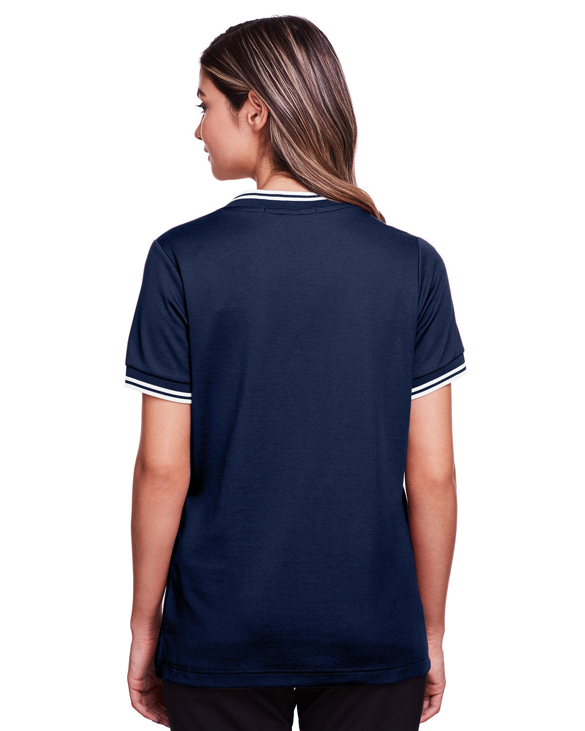 Devon & Jones Ladies' CrownLux Performance™ Plaited Tipped V-Neck Polo Devon & Jones