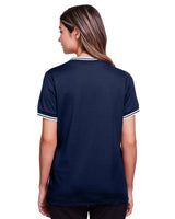 Devon & Jones Ladies' CrownLux Performance™ Plaited Tipped V-Neck Polo Devon & Jones