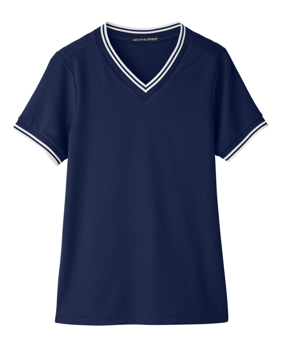 Devon & Jones Ladies' CrownLux Performance™ Plaited Tipped V-Neck Polo Devon & Jones