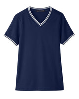 Devon & Jones Ladies' CrownLux Performance™ Plaited Tipped V-Neck Polo Devon & Jones