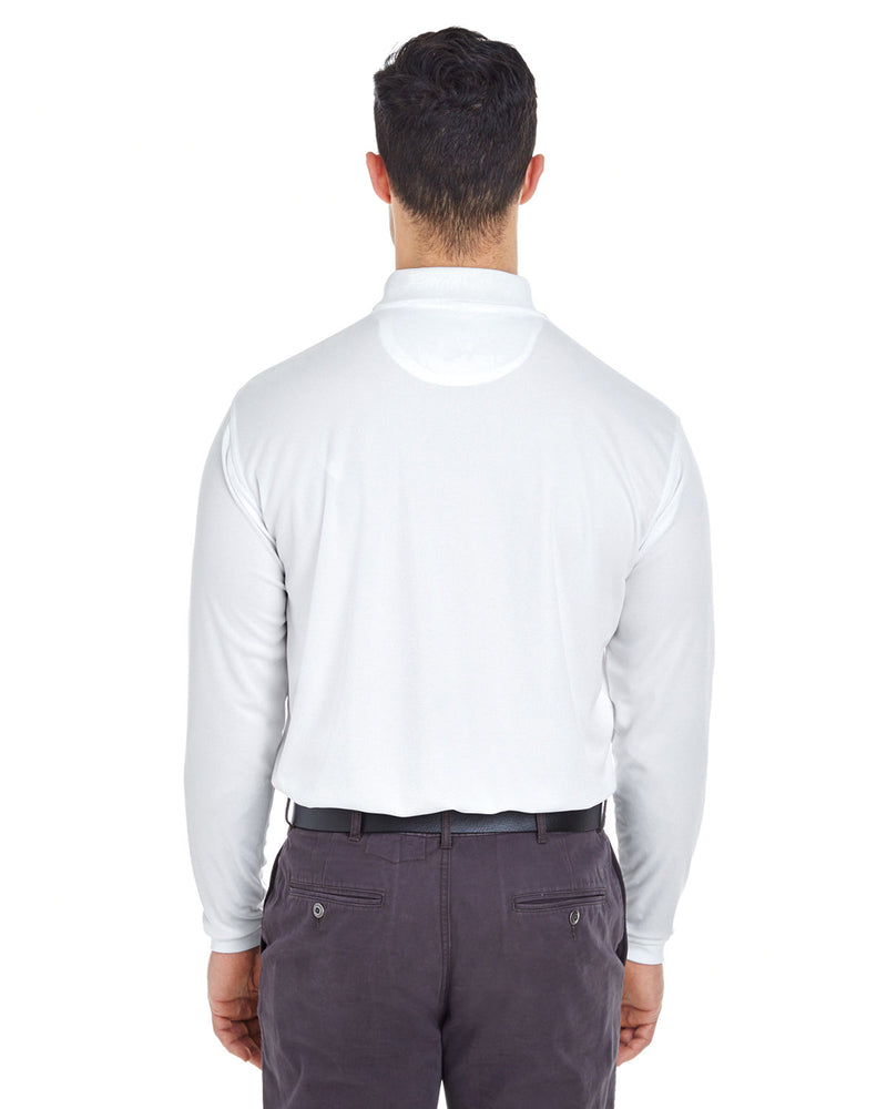 UltraClub Adult Cool & Dry Long-Sleeve Mesh Piqué Polo