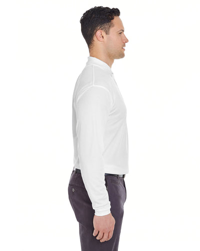 UltraClub Adult Cool & Dry Long-Sleeve Mesh Piqué Polo