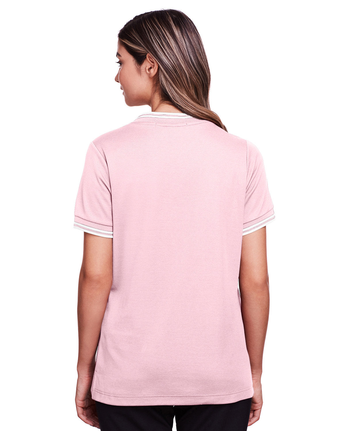 Devon & Jones Ladies' CrownLux Performance™ Plaited Tipped V-Neck Polo Devon & Jones