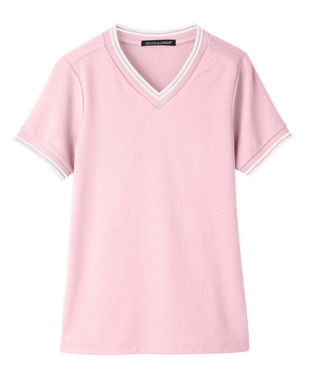 Devon & Jones Ladies' CrownLux Performance™ Plaited Tipped V-Neck Polo Devon & Jones
