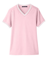 Devon & Jones Ladies' CrownLux Performance™ Plaited Tipped V-Neck Polo Devon & Jones