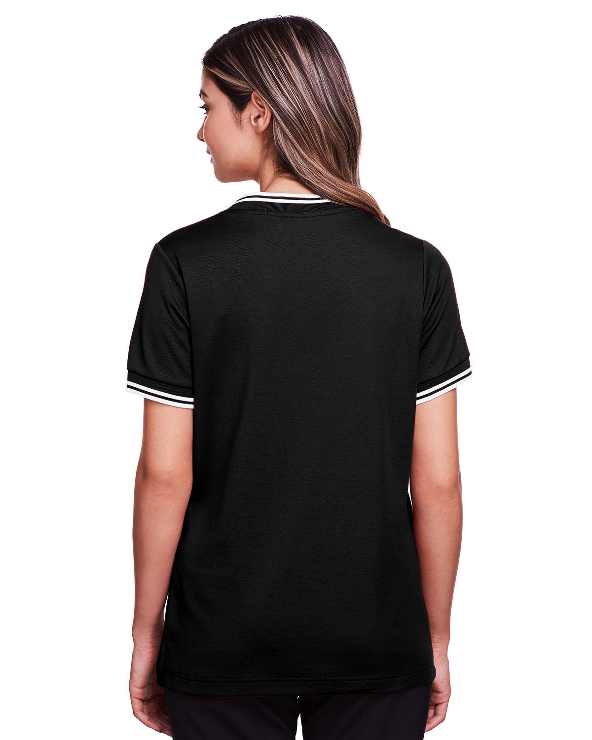 Devon & Jones Ladies' CrownLux Performance™ Plaited Tipped V-Neck Polo Devon & Jones