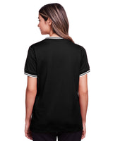 Devon & Jones Ladies' CrownLux Performance™ Plaited Tipped V-Neck Polo Devon & Jones