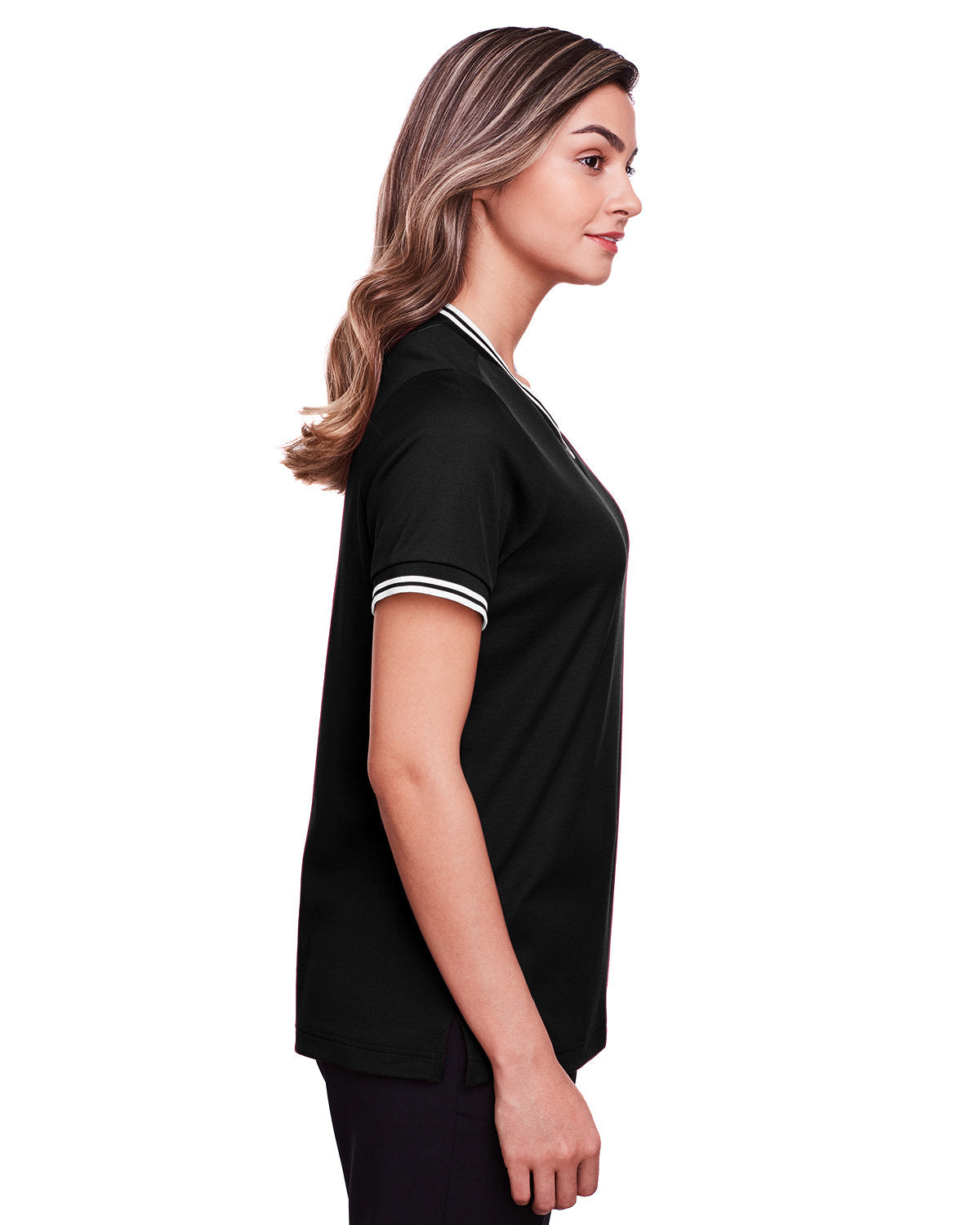 Devon & Jones Ladies' CrownLux Performance™ Plaited Tipped V-Neck Polo Devon & Jones
