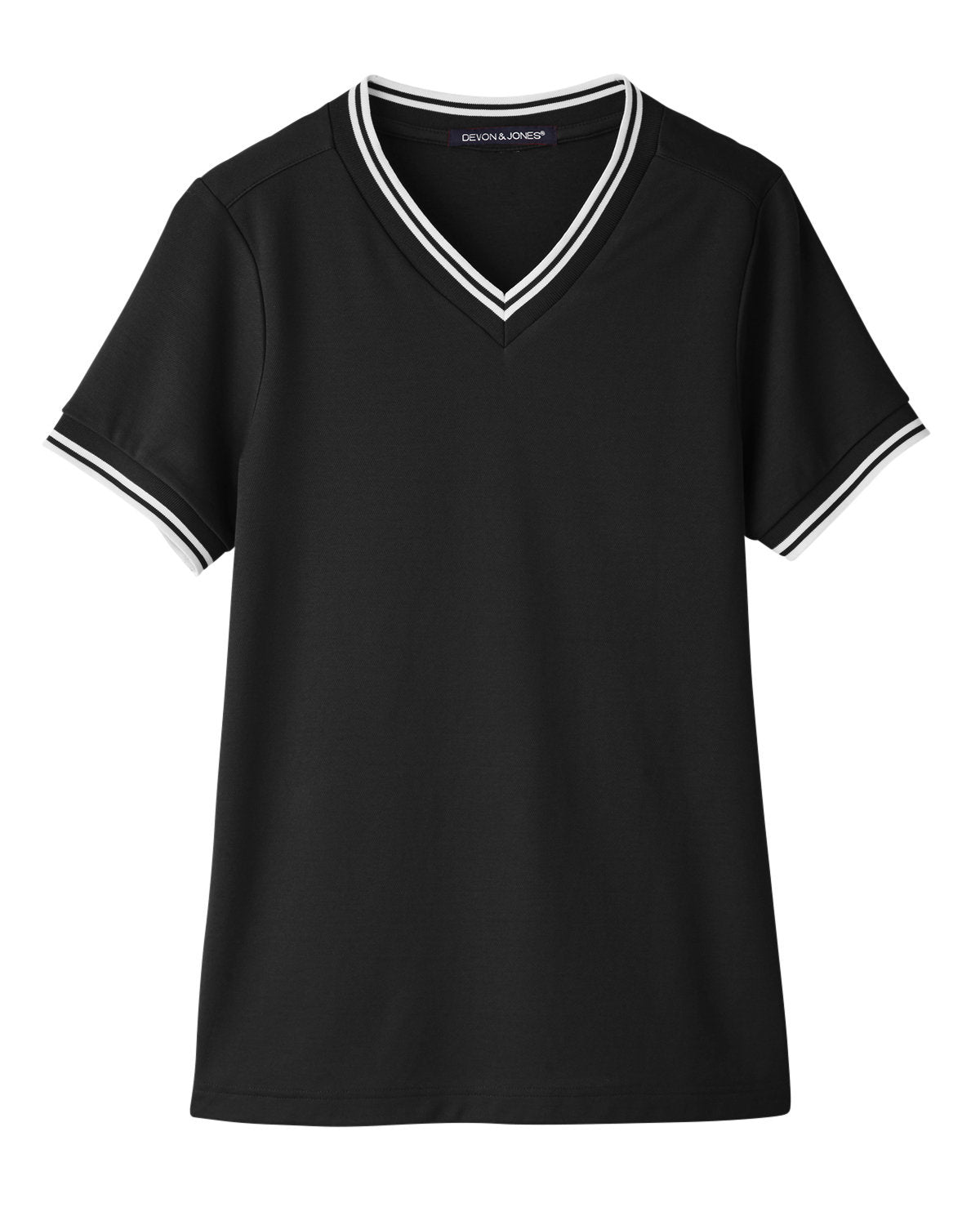 Devon & Jones Ladies' CrownLux Performance™ Plaited Tipped V-Neck Polo Devon & Jones