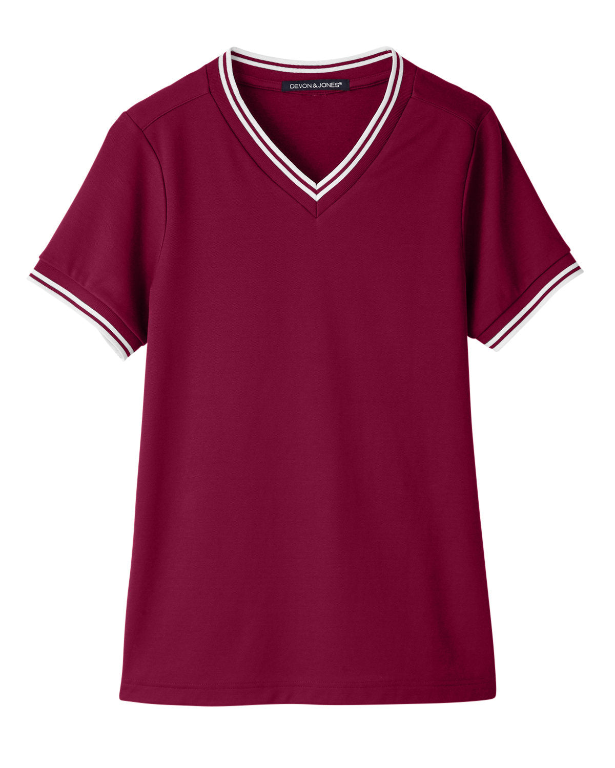 Devon & Jones Ladies' CrownLux Performance™ Plaited Tipped V-Neck Polo Devon & Jones
