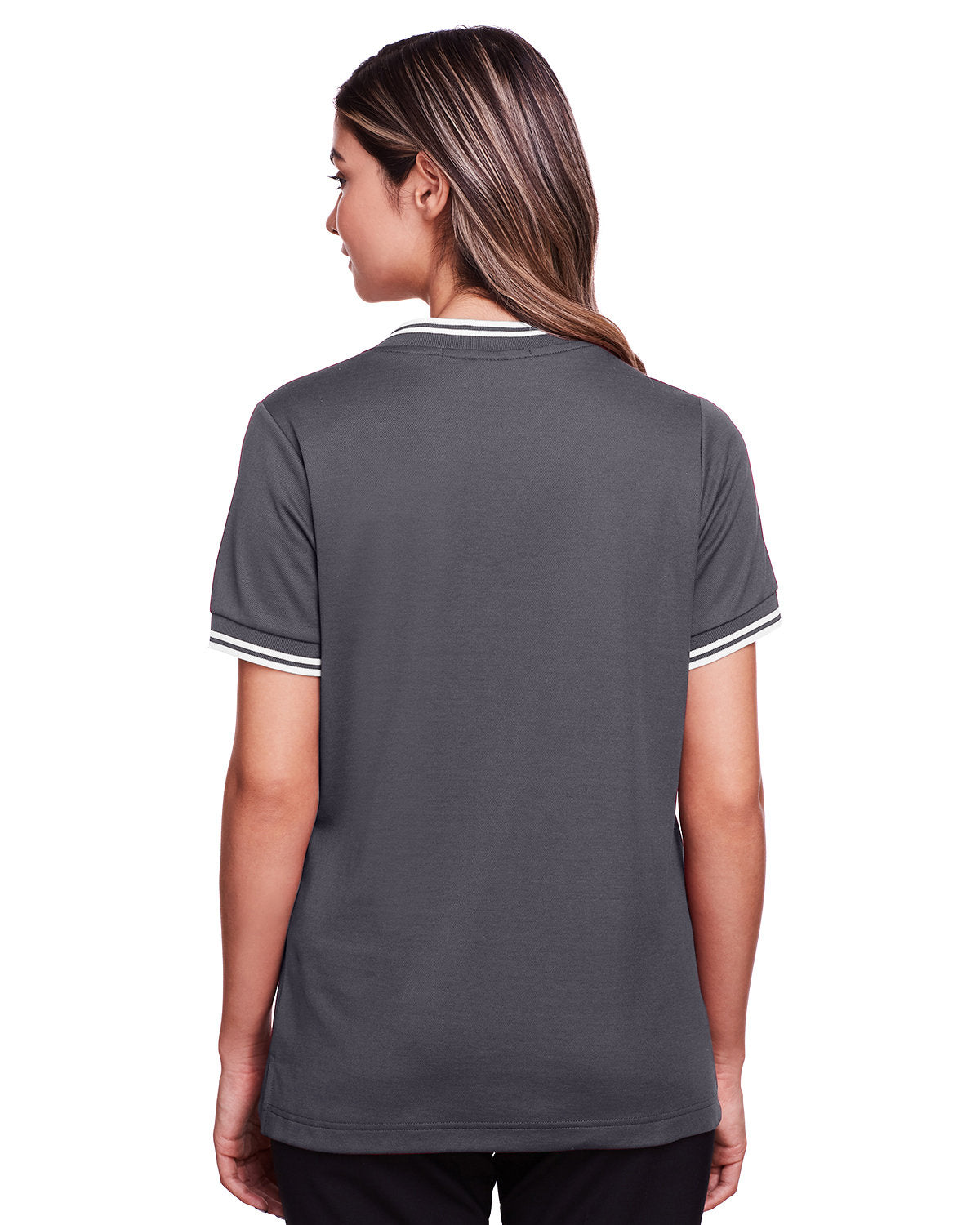 Devon & Jones Ladies' CrownLux Performance™ Plaited Tipped V-Neck Polo Devon & Jones