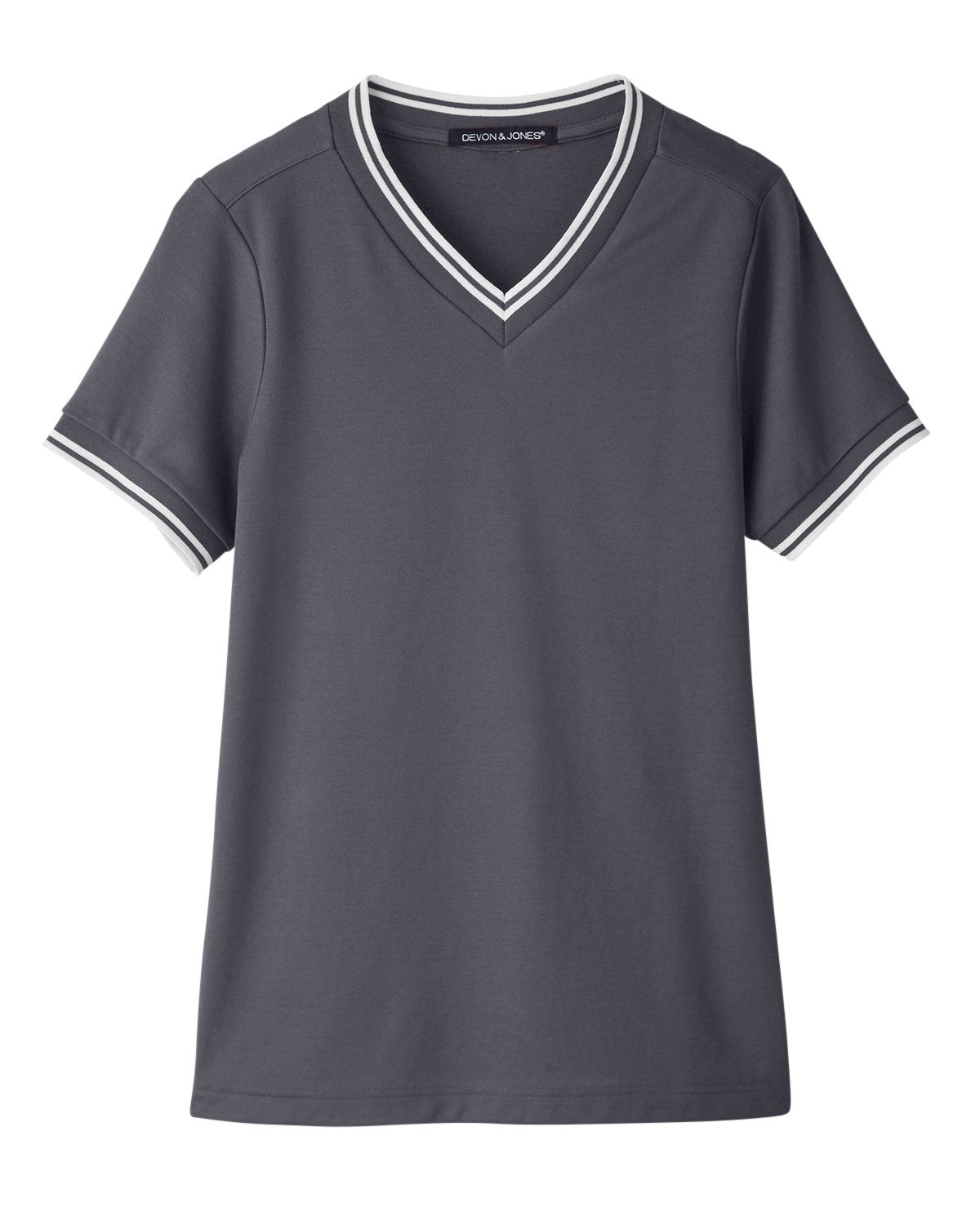 Devon & Jones Ladies' CrownLux Performance™ Plaited Tipped V-Neck Polo Devon & Jones