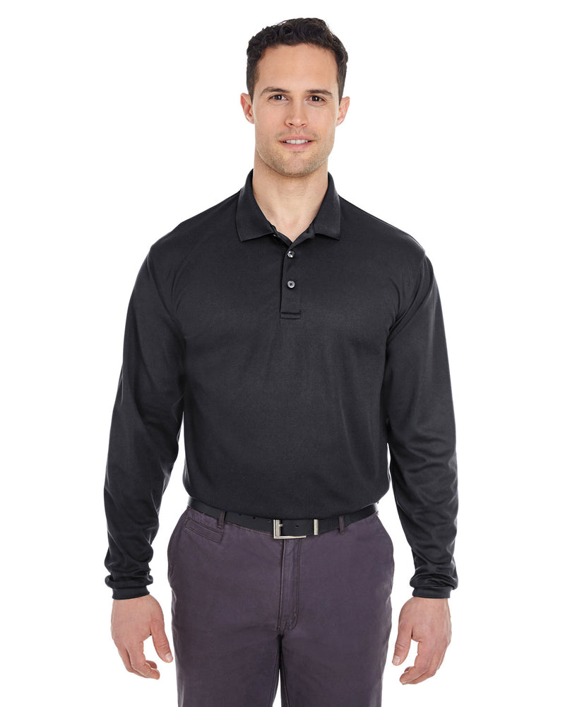 UltraClub Adult Cool & Dry Long-Sleeve Mesh Piqué Polo