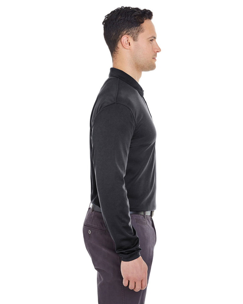 UltraClub Adult Cool & Dry Long-Sleeve Mesh Piqué Polo