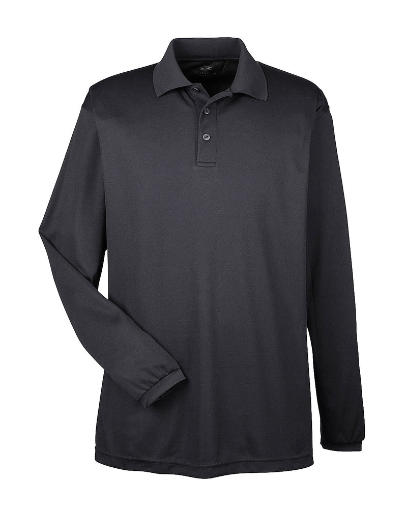 UltraClub Adult Cool & Dry Long-Sleeve Mesh Piqué Polo