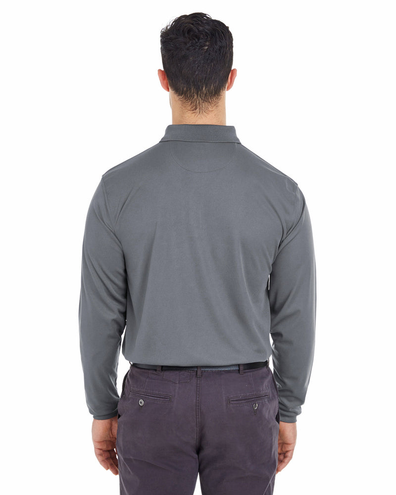 UltraClub Adult Cool & Dry Long-Sleeve Mesh Piqué Polo