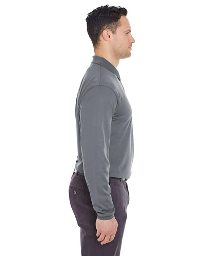 UltraClub Adult Cool & Dry Long-Sleeve Mesh Piqué Polo
