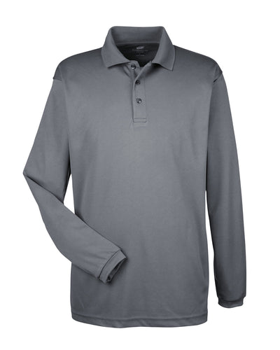 UltraClub Adult Cool & Dry Long-Sleeve Mesh Piqué Polo