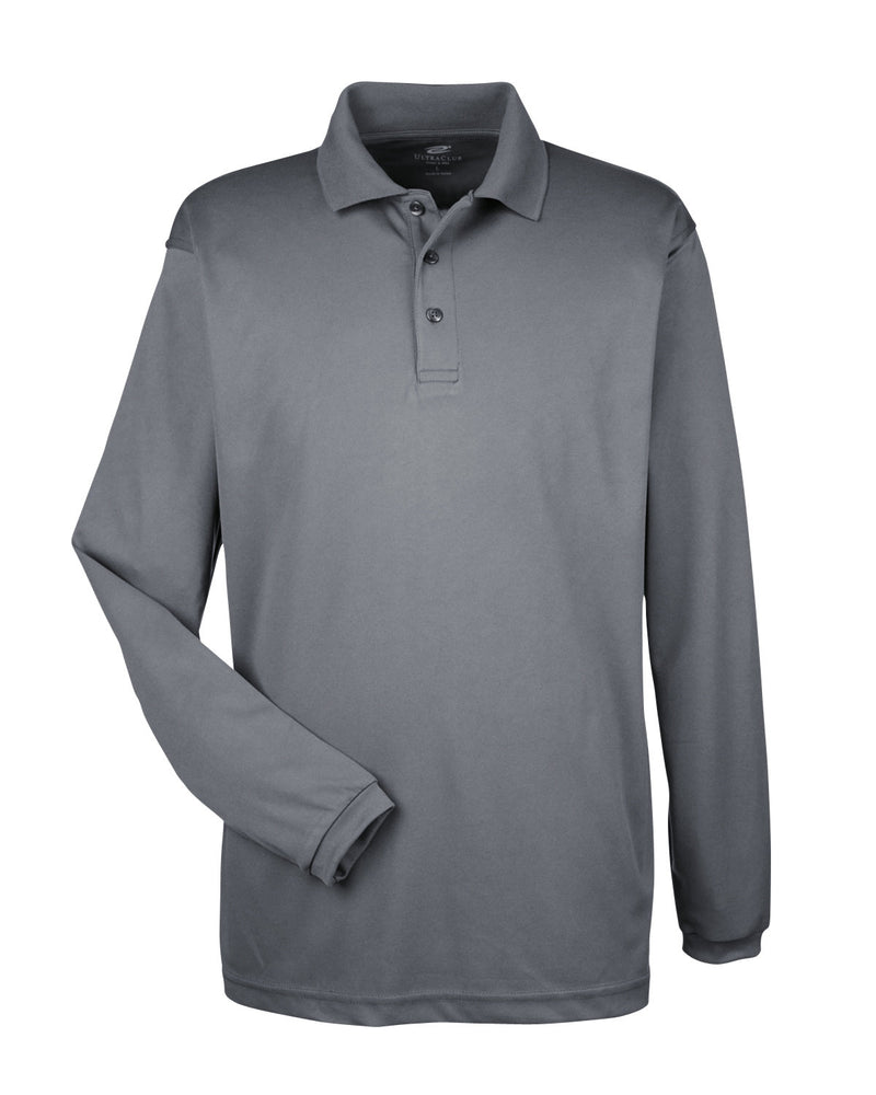 UltraClub Adult Cool & Dry Long-Sleeve Mesh Piqué Polo