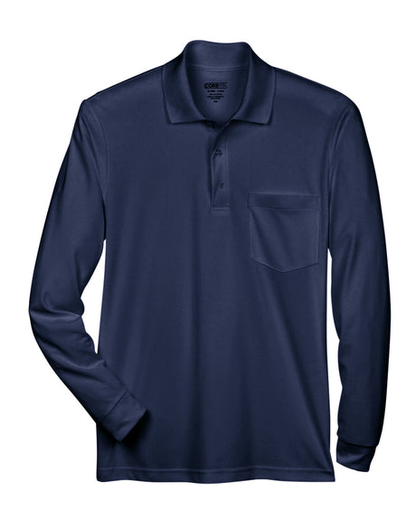CORE365 Adult Pinnacle Performance Long-Sleeve Piqué Polo with Pocket CORE365