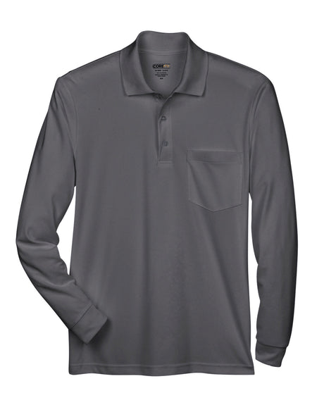 CORE365 Adult Pinnacle Performance Long-Sleeve Piqué Polo with Pocket CORE365