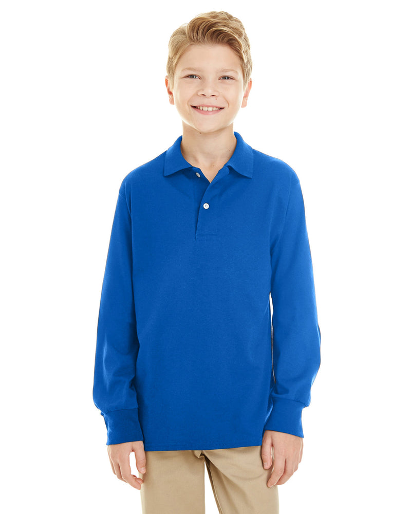 Jerzees Youth SpotShield™ Long-Sleeve Jersey Polo