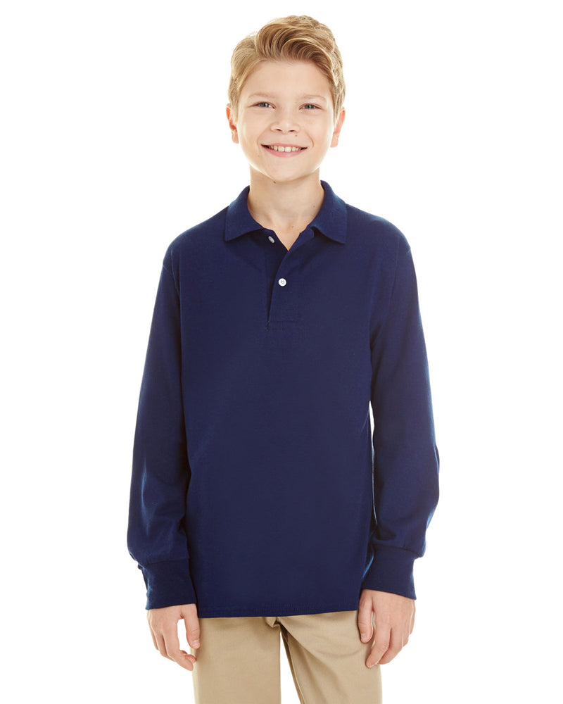 Jerzees Youth SpotShield™ Long-Sleeve Jersey Polo