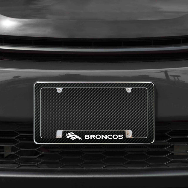 Rico Industries NFL  Denver Broncos Black 12" x 6" Chrome License Plate Frame-1