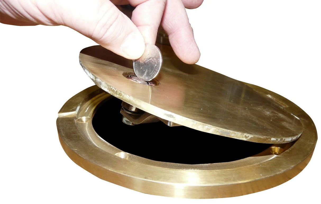 Bison Floating Floor Socket with Lockable Brass Hinged Cover Plate Volleyball Nets & Court Equipment All
