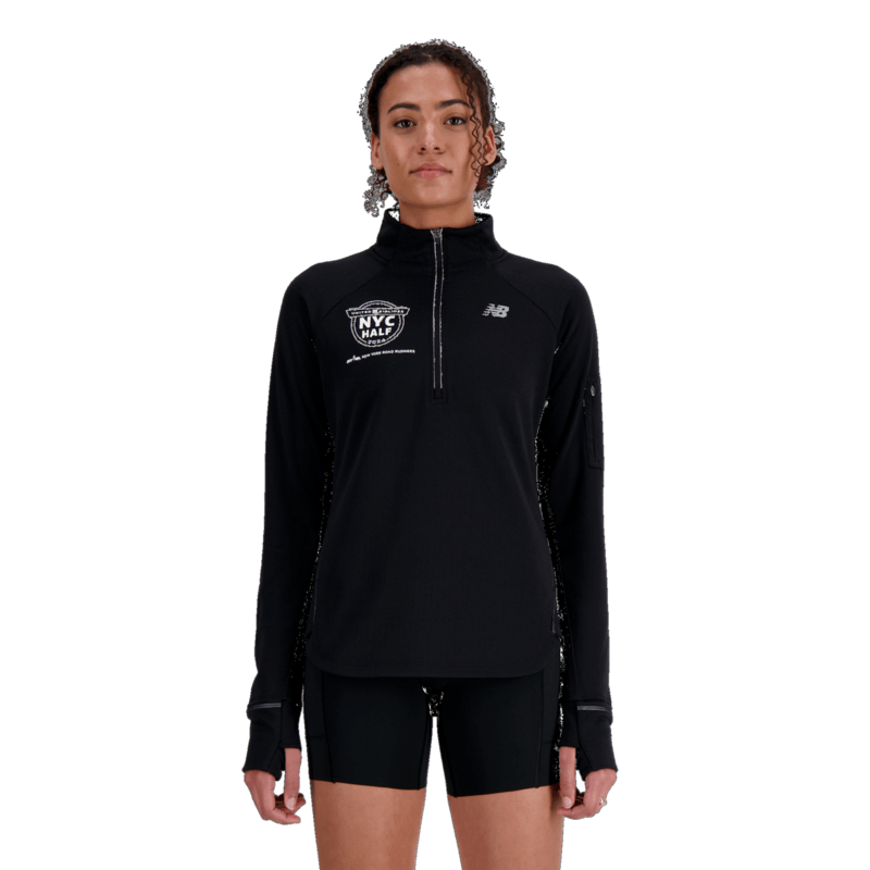 New Balance Women's United Airlines NYC Half Heat Grid Half Zip Womens Apparel Sweatshirts & Fleece
