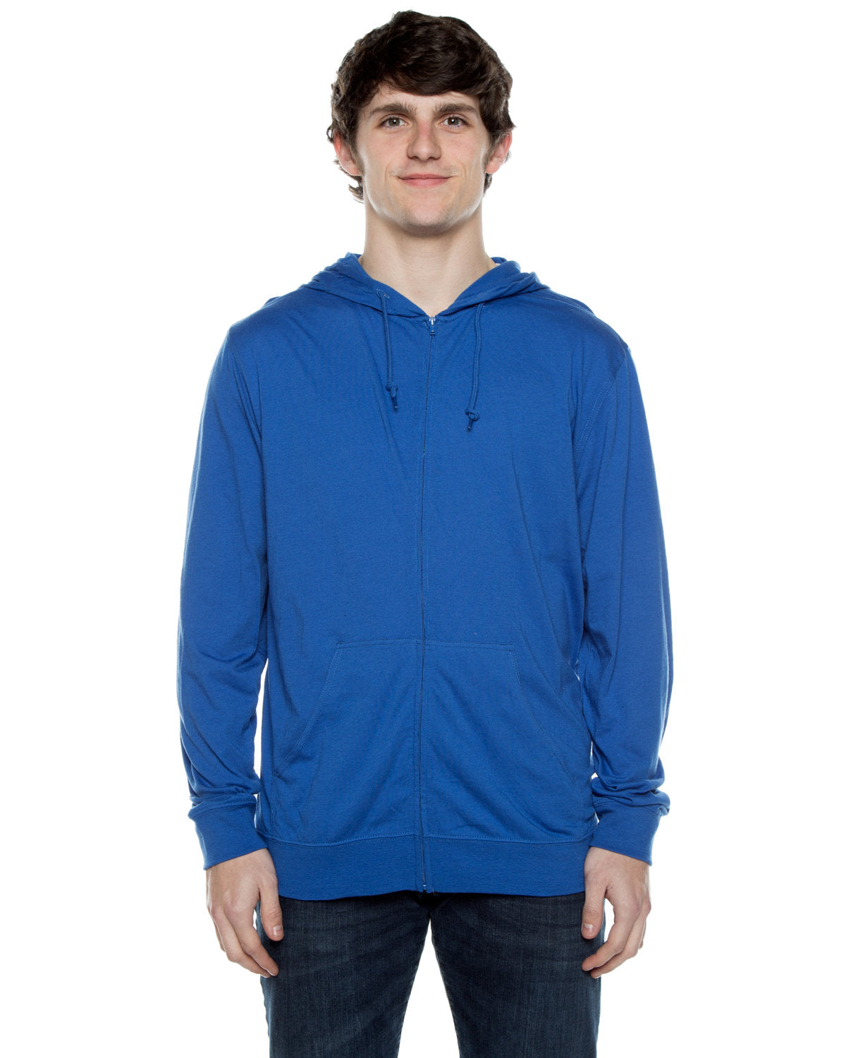 Beimar Unisex Jersey Long-Sleeve Full-Zip Hooded T-Shirt Beimar
