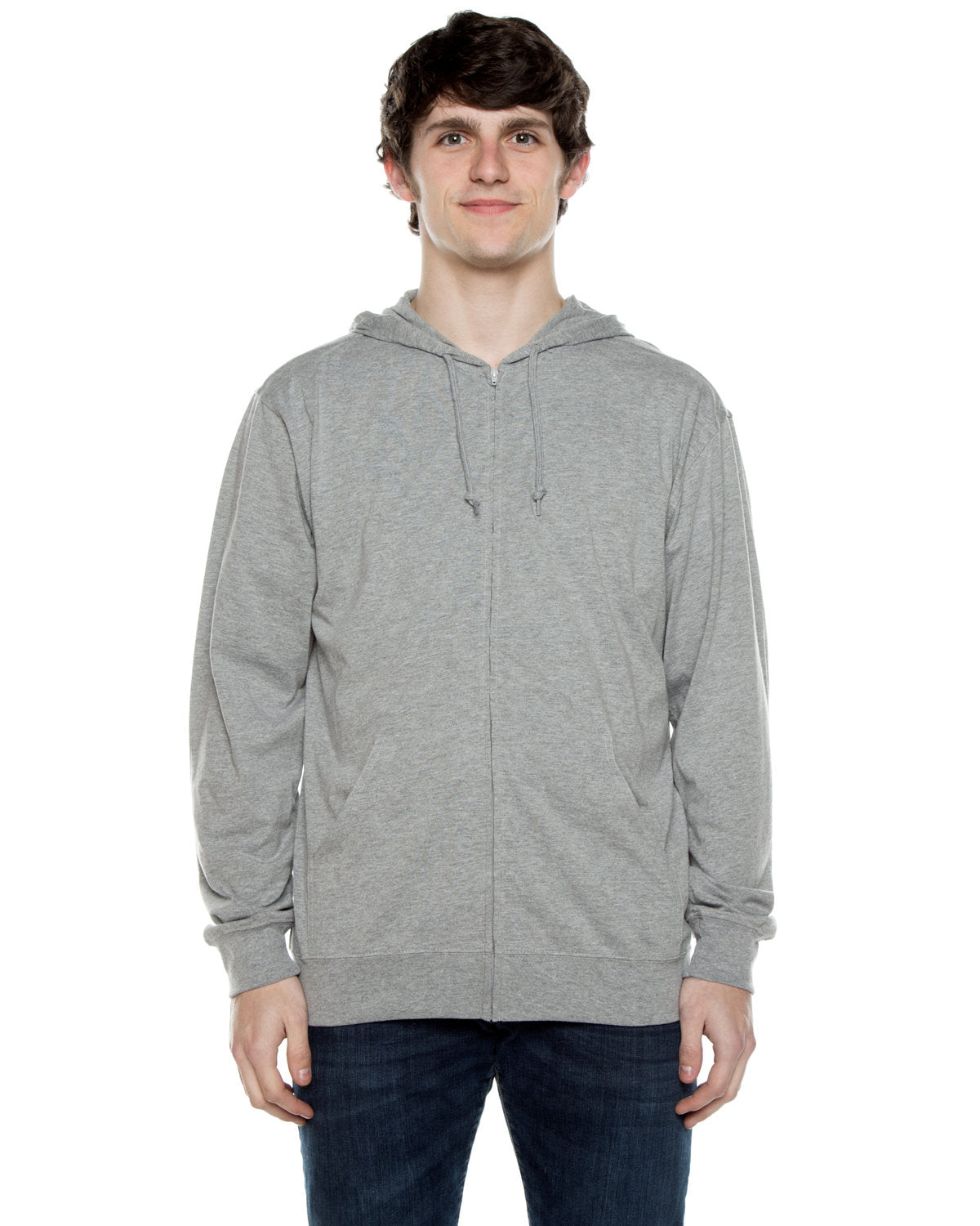 Beimar Unisex Jersey Long-Sleeve Full-Zip Hooded T-Shirt Beimar