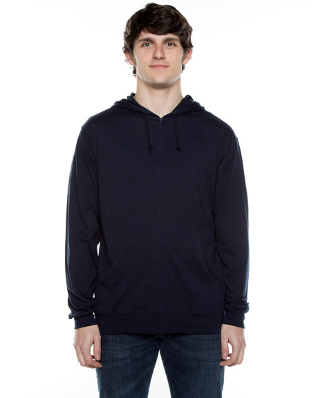 Beimar Unisex Jersey Long-Sleeve Full-Zip Hooded T-Shirt Beimar