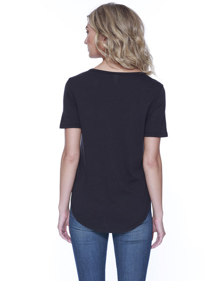 StarTee Ladies' 4.3 oz., CVC Slit V-Neck T-Shirt StarTee