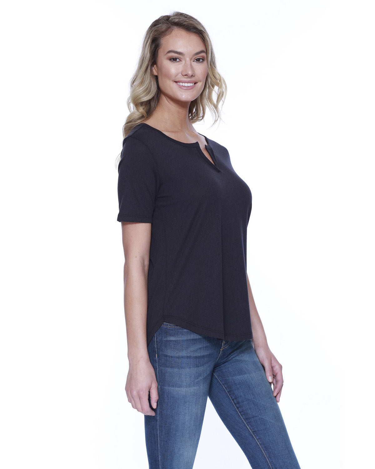 StarTee Ladies' 4.3 oz., CVC Slit V-Neck T-Shirt StarTee