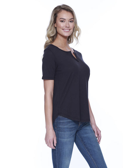 StarTee Ladies' 4.3 oz., CVC Slit V-Neck T-Shirt StarTee