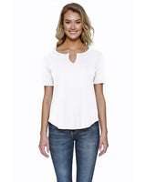 StarTee Ladies' 4.3 oz., CVC Slit V-Neck T-Shirt StarTee