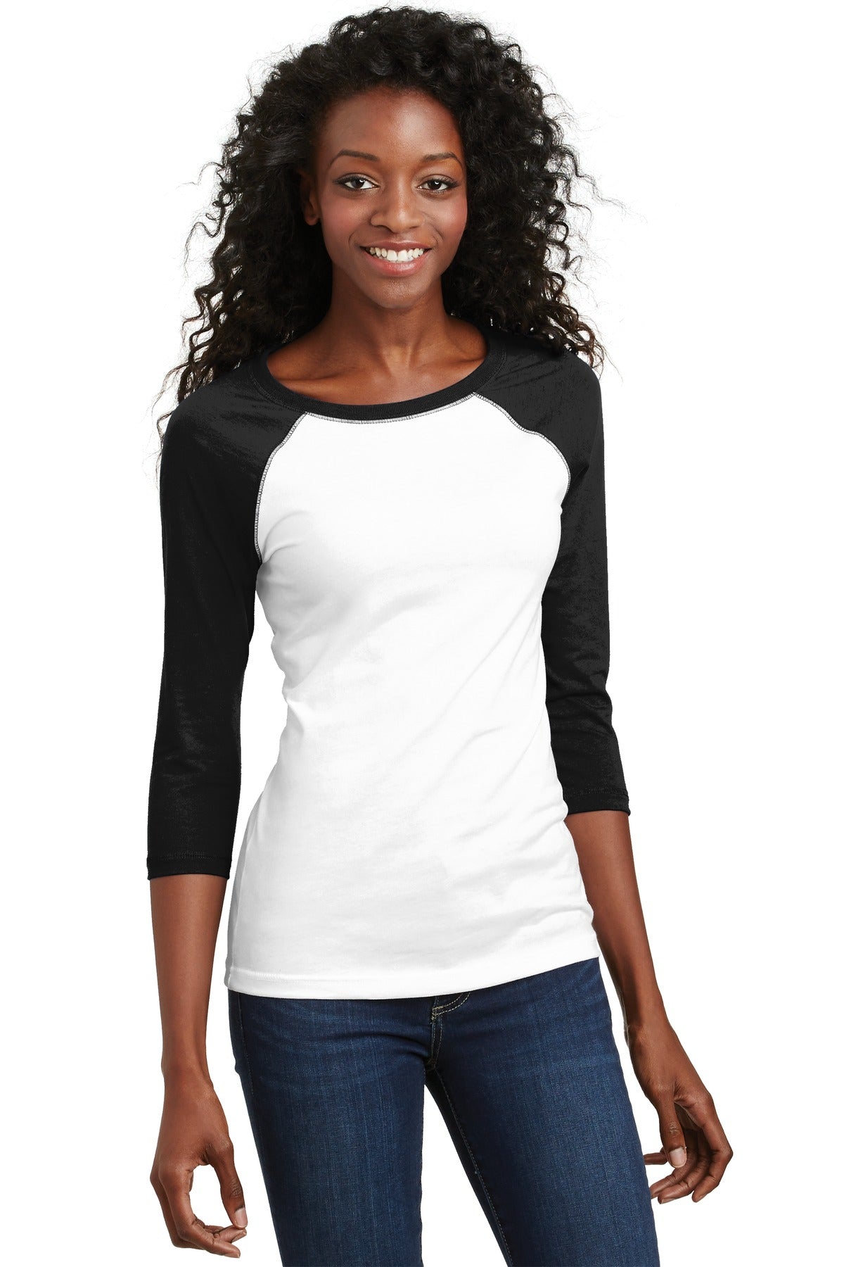 District - Juniors 50/50 3/4-Sleeve Raglan Tee. DT228 District