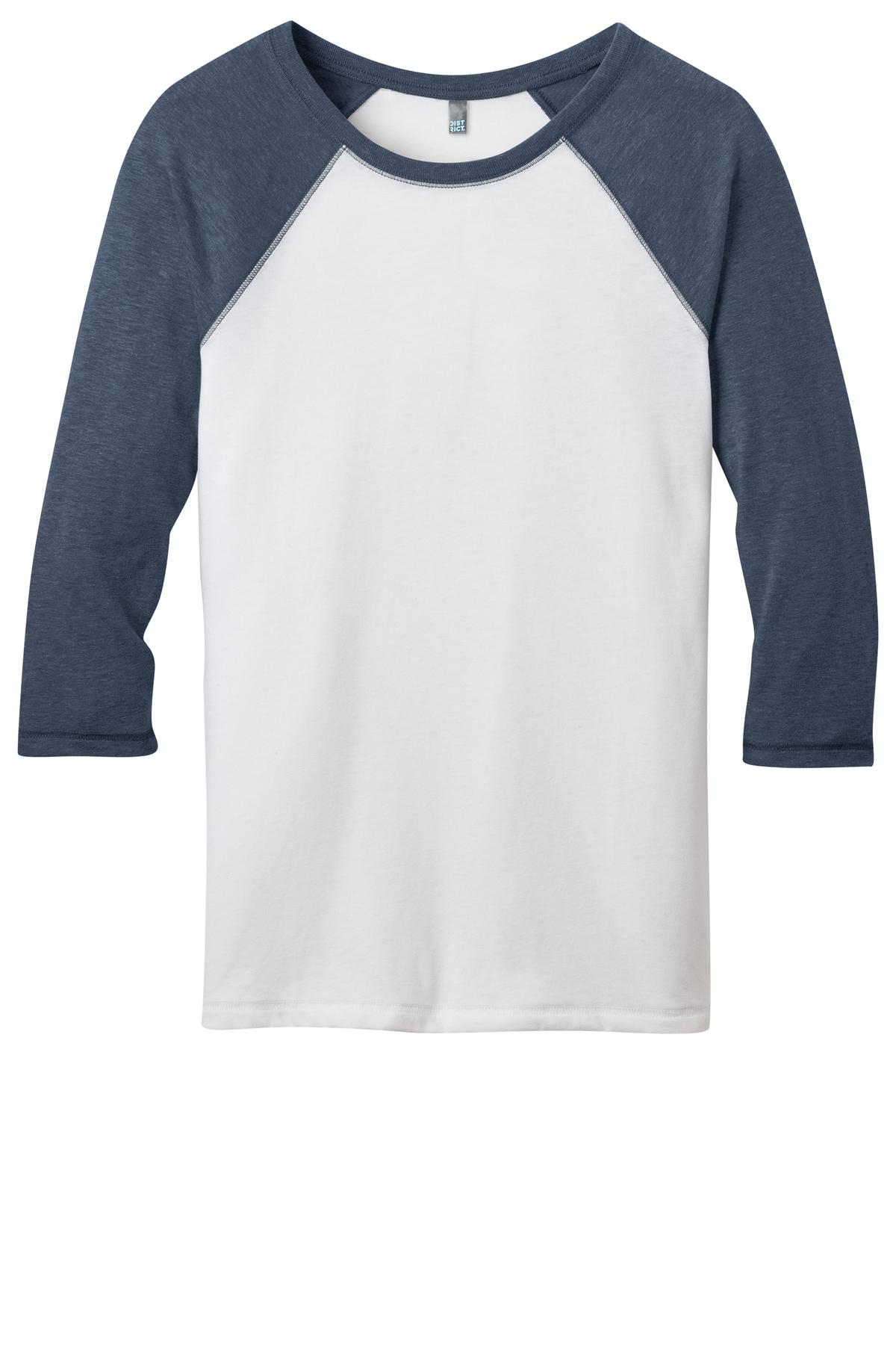District - Juniors 50/50 3/4-Sleeve Raglan Tee. DT228 District