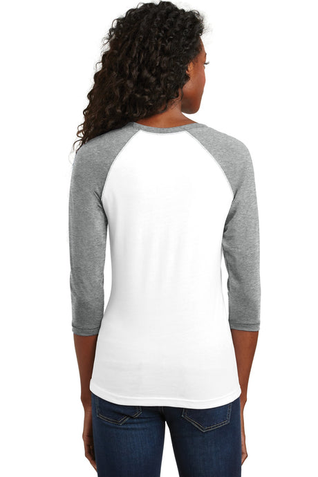 District - Juniors 50/50 3/4-Sleeve Raglan Tee. DT228 District