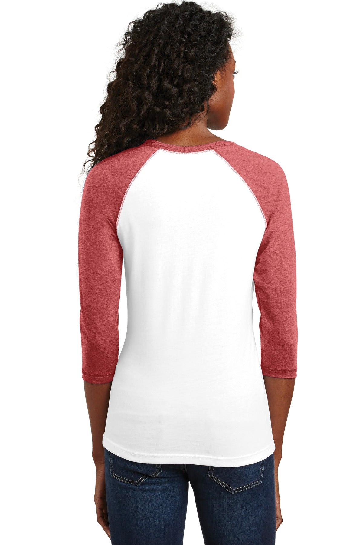 District - Juniors 50/50 3/4-Sleeve Raglan Tee. DT228 District