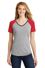 District Juniors Mesh Sleeve V-Neck Tee. DT276 District