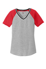District Juniors Mesh Sleeve V-Neck Tee. DT276 District