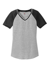 District Juniors Mesh Sleeve V-Neck Tee. DT276 District