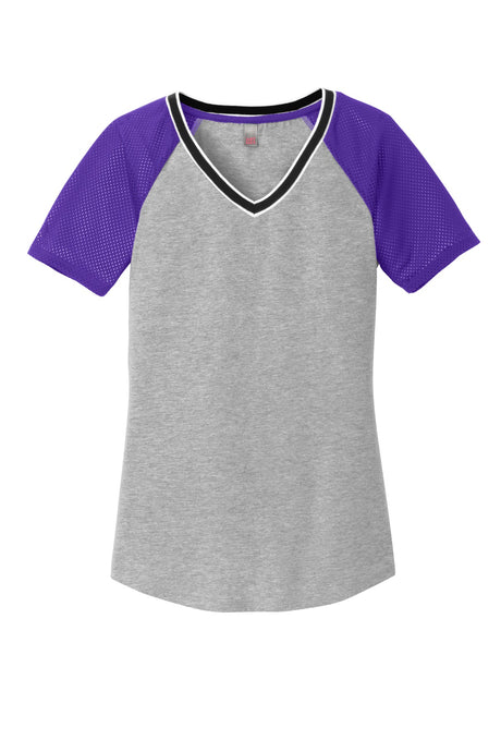District Juniors Mesh Sleeve V-Neck Tee. DT276 District